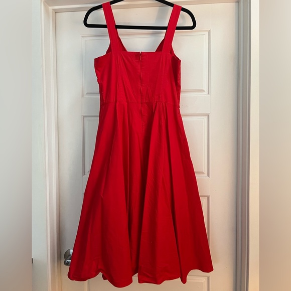 Color Me Courtney - Women’s Red Sleeveless Dress (with pockets and front tie) - Picture 8 of 10